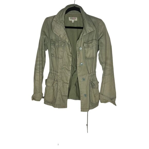 Ecote Military Style Jacket Button Down Green Medium - Picture 6 of 12
